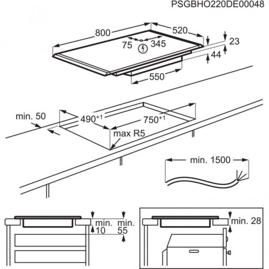Плот за вграждане AEG NII84B30AZ SAPHIRMATT SenseBoil+Fry 