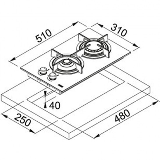 Плот за вграждане  FRANKE 30 FHCR 302 2G HE BK C