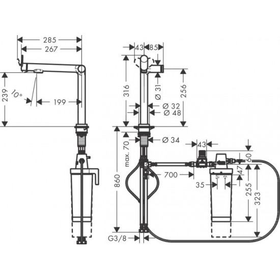 Смесител Hansgrohe Aqittura M91-H240 matt black