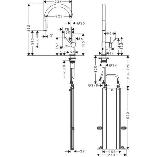 Смесител Hansgrohe Talis MS54-H210 SSF, 2jet, pull-out spray