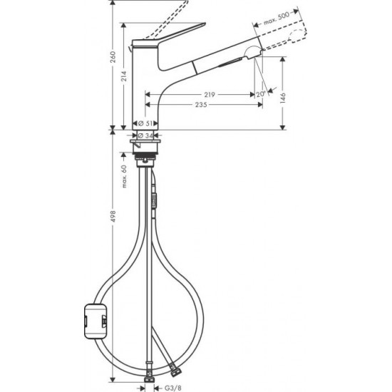 Смесител Hansgrohe Hansgrohe Zesis MB33-H150 2jet pull-out
