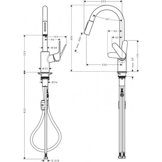 Смесител Hansgrohe Focus M41-H240 pull out