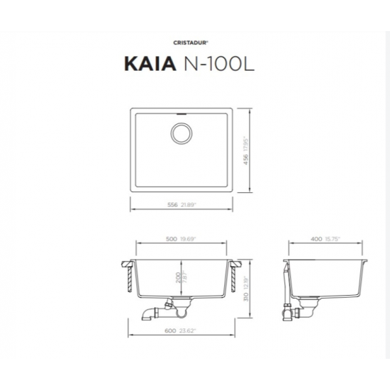 Гранитна мивка SCHOCK KAIA N100L  материал CRISTADUR